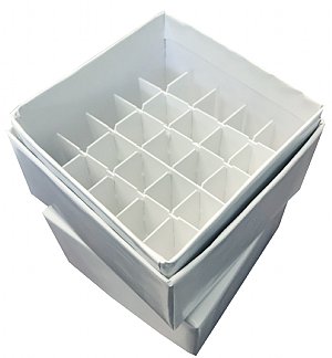 3 x 3 (OD)  WHITE Mini Freezer Box w/25-Place Divider