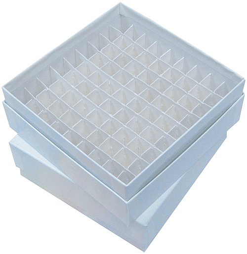 5 x 5 x 2 (OD) WHITE Freezer Box w/81-Place Divider
